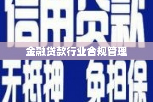 且末金融贷款行业合规管理
