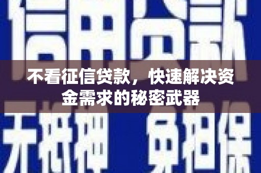 临渭不看征信贷款，快速解决资金需求的秘密武器