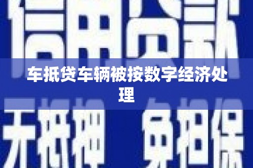 六盘水车抵贷车辆被按数字经济处理