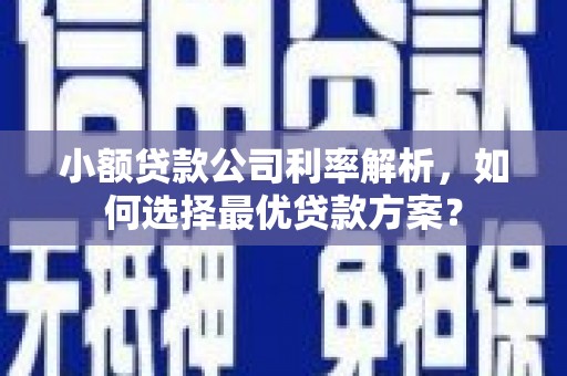 果洛小额贷款公司利率解析，如何选择最优贷款方案？