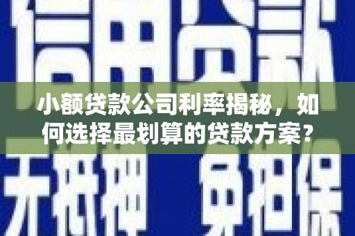 丰台小额贷款公司利率揭秘，如何选择最划算的贷款方案？