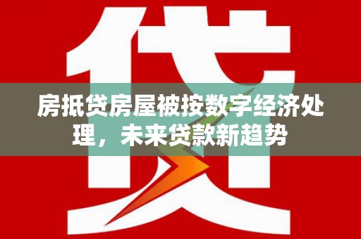 昭通房抵贷房屋被按数字经济处理，未来贷款新趋势