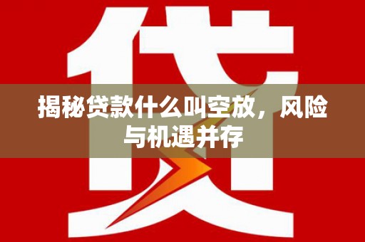 定边揭秘贷款什么叫空放，风险与机遇并存