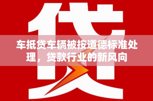 梁园车抵贷车辆被按道德标准处理，贷款行业的新风向