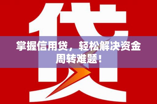 耀州掌握信用贷，轻松解决资金周转难题！