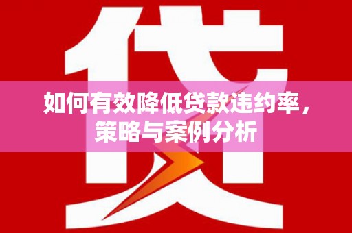 新干如何有效降低贷款违约率，策略与案例分析