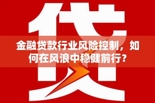 凤林金融贷款行业风险控制，如何在风浪中稳健前行？