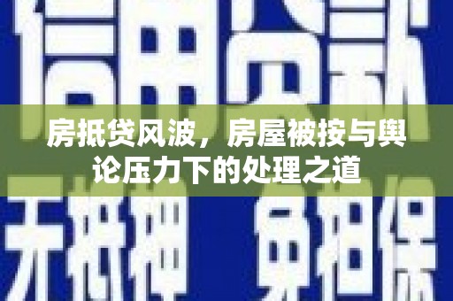 阜宁房抵贷风波，房屋被按与舆论压力下的处理之道