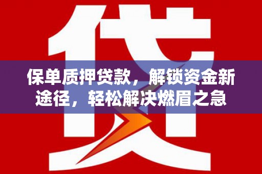 千山保单质押贷款，解锁资金新途径，轻松解决燃眉之急