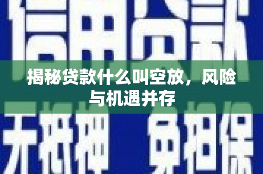 盐埕揭秘贷款什么叫空放，风险与机遇并存